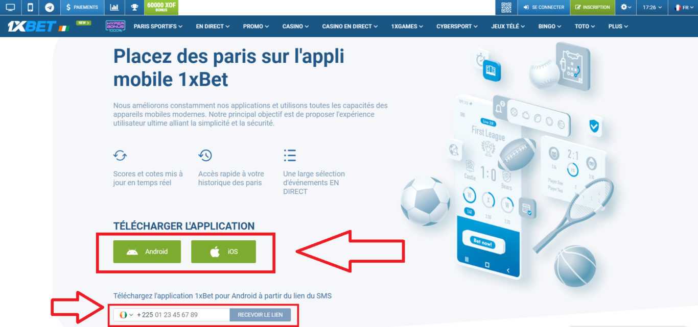 Téléchargement et Installation de l'App 1xBet